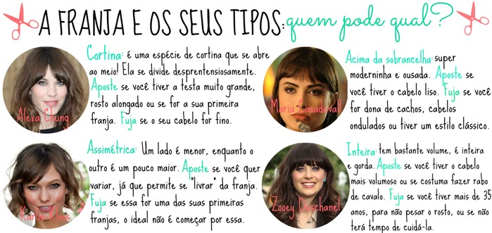 Qual as melhores franjas para você